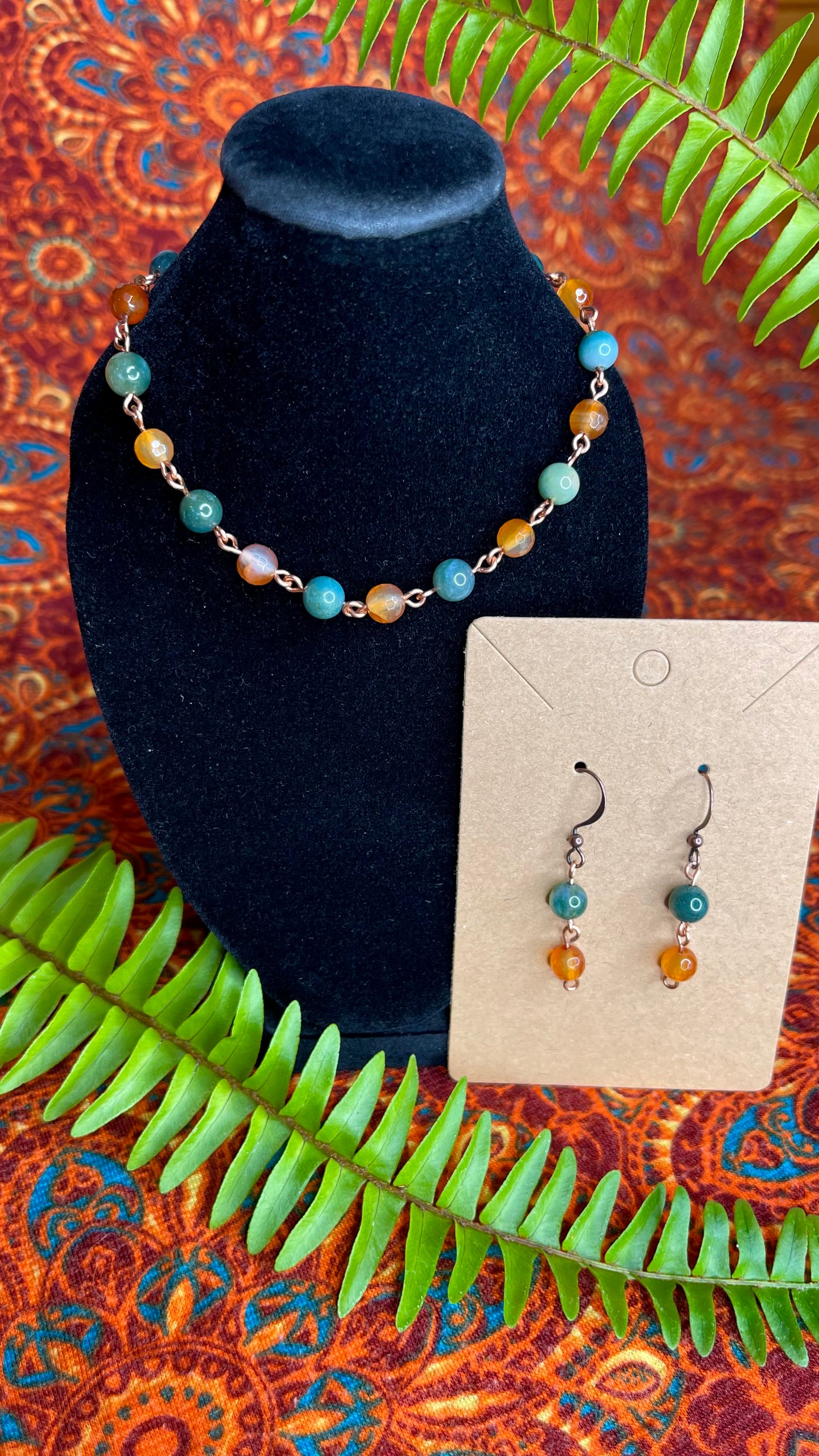 Moss Agate+Carnelian Set