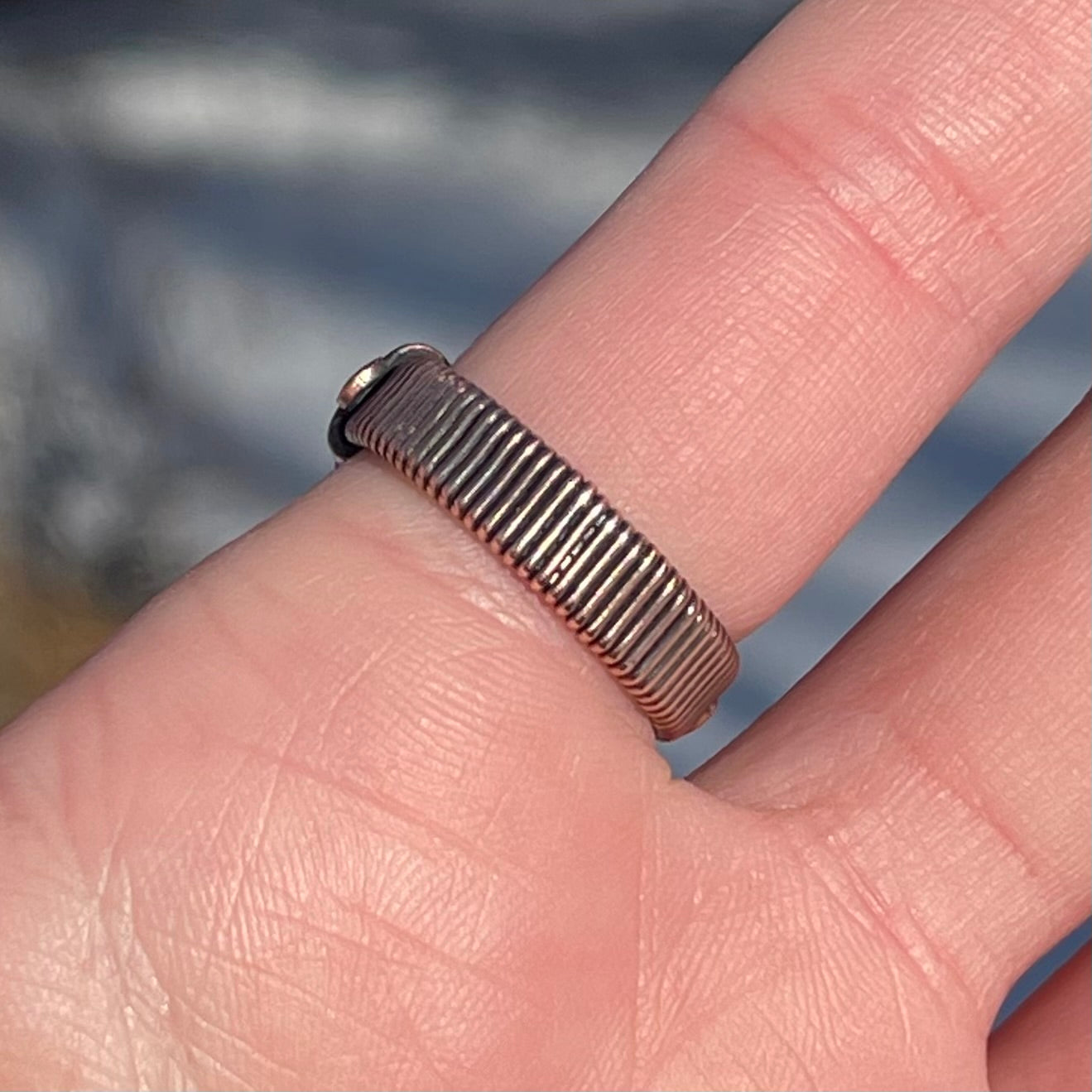 Size 6.5 Copper Wire Wrapped Turquoise Ring