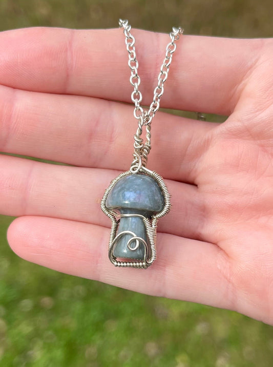 Sterling Silver Lucky Jade Mushroom Fairy House Pendant