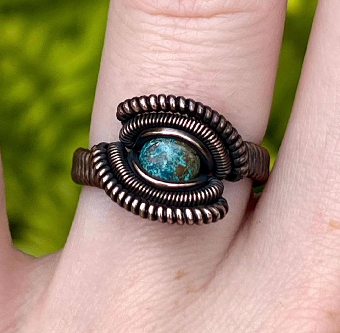 Size 5.5 Copper Wire Wrapped Chrysocolla Ring