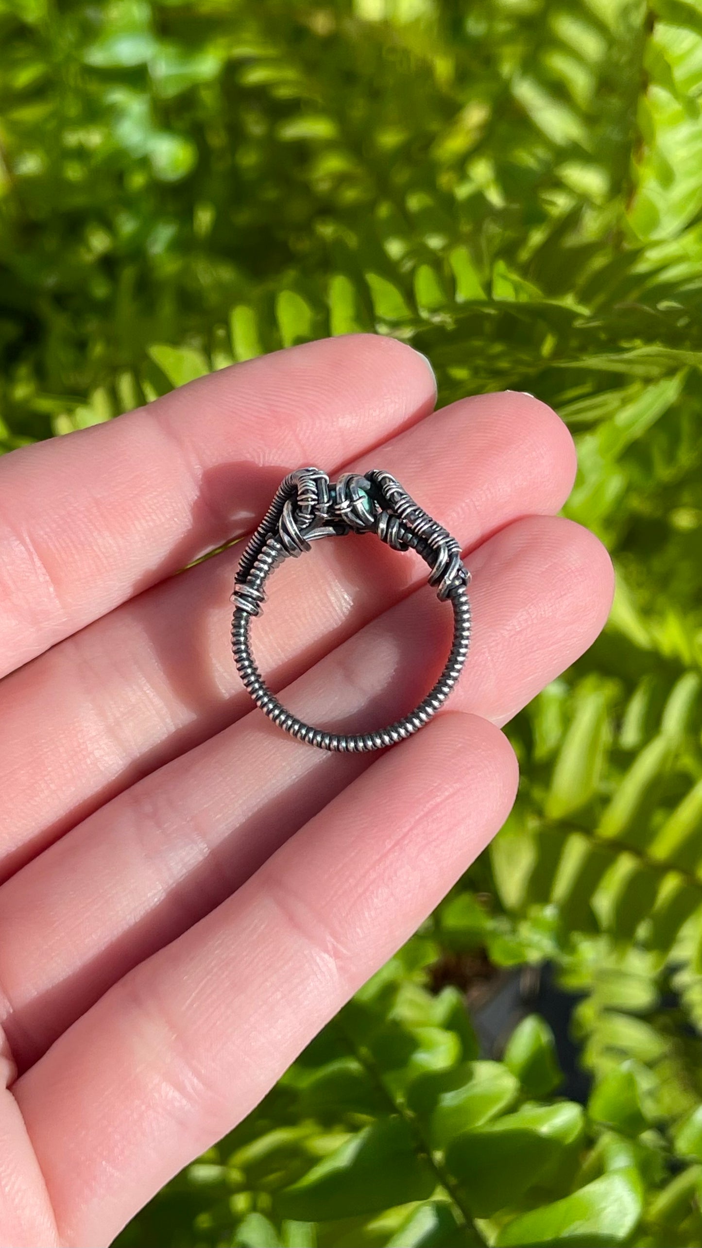 Size 7 Sterling Silver Wire Wrapped Turquoise Ring