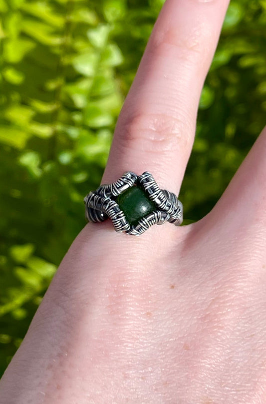 Size 5 Sterling Silver Jade Ring