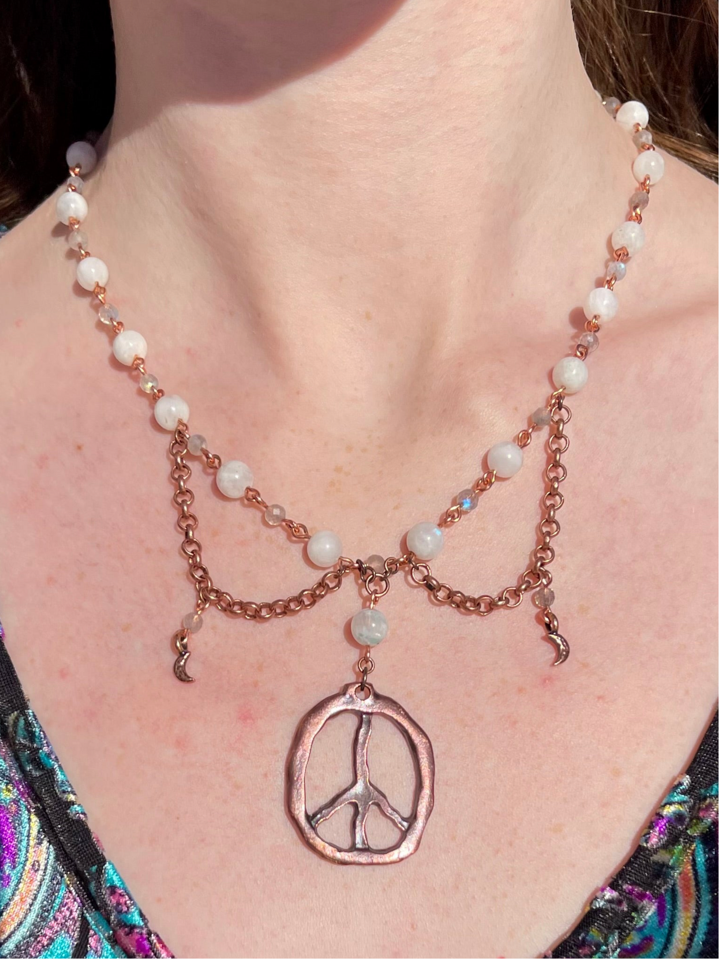Rainbow Moonstone+Faceted Labradorite Necklace Set