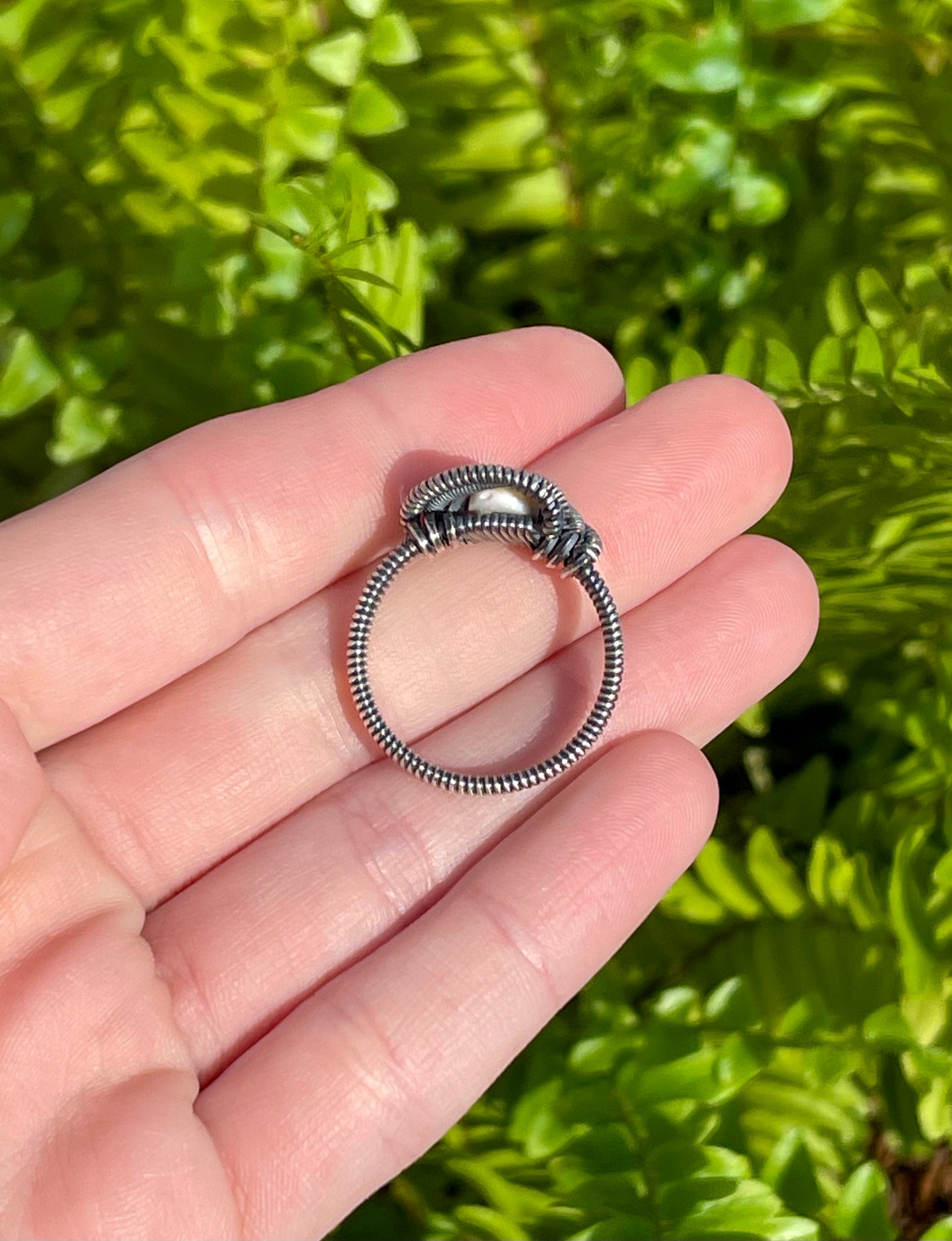 Size 10.5 Sterling Silver Wire Wrapped Spiny Oyster Shell Ring