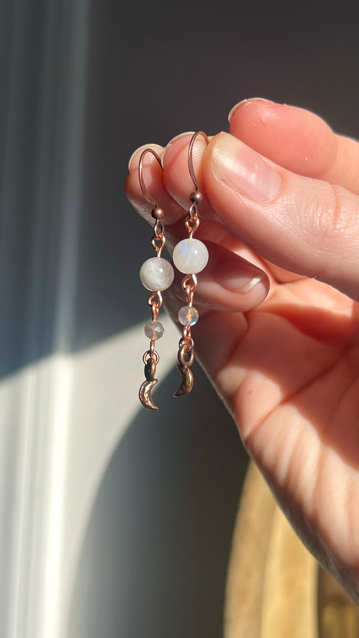 Rainbow Moonstone+Faceted Labradorite Necklace Set