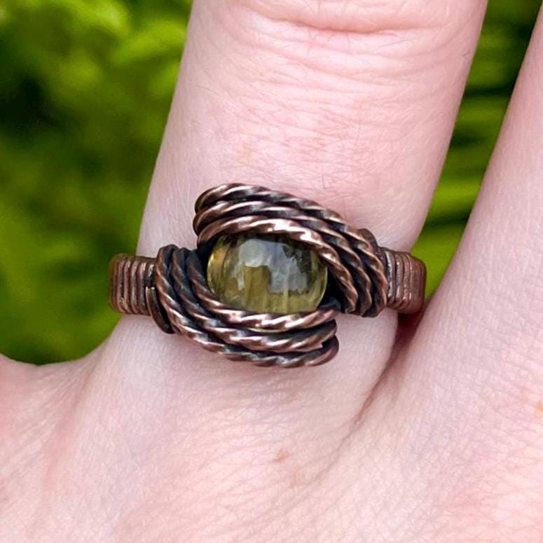 Size 5.5 Copper Wire Wrapped Citrine Ring