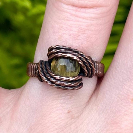 Size 5.5 Copper Wire Wrapped Citrine Ring